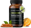 Angel Vitamīni - Triple B-12 punktus ; Ātri šķīdināmi punkti, metilkobalamīna, adenozilkobalamīna un hidroksokobalamīna maisījums, atbalsta enerģijas un nervu sistēmas veselību – 60 punkti