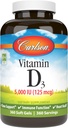 Carlson D3 vitamīns 5000 SV, kaulu veselība, 360 mīkstie gels