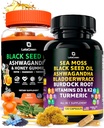 Sea Moss Capsules + Black See Oil Gumies Bundle, 60 Black See Gumies + 120 Sea Moss Pills, Dabas Aizsardzības Atbalsts ar vitamīniem un Multi Minerals Papildinājums Bandle