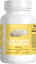 Organic Lion's Mane Sēnes Kapsulas 1000mg - Kognitīvais atbalsts, neiroprotektīvais nootrops, 60 Vegan Caps