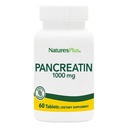 Natures Plus Pankreatīns - 1000 mg, 60 tabletes - Dabīgs gremošanas fermentu papildinājums gastrointestinālajam atbalstam - Satur amilāzi, proteāzi un lipāzi - bez lipekļa - 60 Kalpojumi