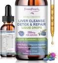 GREENPEOPLE Aknu tīrīšana Detox & remonta pilieni - Aknu papildinājums w/Milk Thistle Silymarin, Artichoke & Dandelion aknu Detox & Support- 16x potents Herb-Nutrients - 2Fl Oz zilenes Flavor
