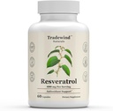 Resveratrol 600mg - Vegan - Ne- GMO - Atbalsts Veselīga novecošana un sirds un asinsvadu veselība - Bagāts ar antioksidanti - 60 Dārzeņu kapsulas