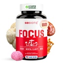 GOBIOTIX Focus Lions Mane papildinājums - Sēņu komplekss - Nootrops Adaptogēns Vitamīni - Atmiņa, dzidrums, enerģija, Imūnsupports, Kordicepss, Reiši, Čaga un Maitake - 90 kapsulas