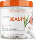 Genius Beauty, Matu āda un naglas Vitamīni, 60 Kapsulas - Antioksidantu piedevas, hidrolizētas kolagēna tabletes, glutations un astaksantīns - Detoksi tīrība, grumbas, matu augšana un veselīga āda