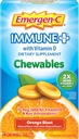 Emergen-C Imūnās+ košļājamās tabletes 1000mg C vitamīna tabletes, ar vitamīnu D, imūno atbalstu Uztura papildinājums Imunity, Orange Blast Flavor - 14 Skaits
