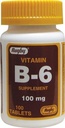 Rugbija B-6 vitamīna tabletes, 100 mg, 100ct (3 iepakojumi)