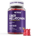 Melatonīns Gummies 10 mg 20 mg pieaugušajiem, Melatonīns 10 mg uz gumiju ar Ashwagandha, magnija glicināts, GABA, L-teanīns, Valeriāna sakne un citrona balzams, Atpūtas papildinājums, Vīnogu Flavor, 60 Cts