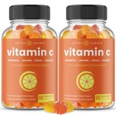 NutraChamps C vitamīns Gumijas pieaugušajiem un bērniem, 5- in- 1 Imūnsistēmas atbalsts ar plūškoka augļiem, rozetēm, Citrus Bioflavonoids & Acerola Cherry, Imunity Booster Papildinājums (2. iepakojums)