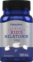 Piping Rock Kids Melatonin 1mg - 120 košļājamās tabletes -- Papildinājums bērniem -- Veģetārs, ne-GMO, bez lipekļa