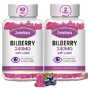 2 Iepakojums Lutein Gummies Acu veselības papildinājums pieaugušajiem, Luteīns un zeaksantīns Papildinājumi Acu vitamīni Gumijas, Mellenes ar luteīnu acu un redzes veicināšanai - 120 Gumijas