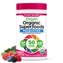 Orgain Organic Greens Powder + 50 Superfoods, Berry - 1 miljards Probiotikas Gremošanas veselībai, Antioksidanti, Vegan, augu bāzes, bez lipekļa, ne-GMO, zaļās sulas un gludo dzērienu Mix - 0,62lb