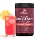 Ancient Nutrition Collagen Peptides pulveris, multi-kolagēna proteīns, sievietes un vīrieši, C vitamīns, probiotikas, hidrolizēts kolagēns, atbalsta ādu, locītavas, Gut Veselība, zemeņu citronāde, 24 Kalpo