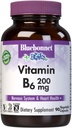 Bluebonnet Nutrition Vitamīnu B6 Dārzeņu kapsulas, 200 mg, Sirds un asinsvadu un nervu sistēmas veselībai, bez sojas, bez lipekļa, bez košera, bez piena, vegana, ne-GMO, 90 Dārzeņu kapsulas, 90 Servējumi