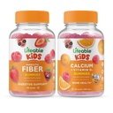 Dzīvojams Prebiotikas Fiber Kids + Kalcijs ar vitamīnu D Bērniem, Gumijas Bundle - Great Tasting, Vitamīnu Papildinājums, Bez lipekļa, bez ĢMO, košļājamā gumija