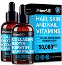 Šķidrs kolagēns Peptīdi sievietēm - Seruma komplekss ar biotīnu Vitamīnu, hidrolizēts keratīna proteīns un zāģis Palmetto - Visaptveroša formula matu, ādas un nagu labsajūtu - 2fl oz (iepakojums no 2)