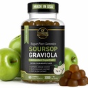 Sorsop Leaves & Soursop Fruit Gumies - 3000mg Sorsop ekstrakts - Graviola Pielikums - Sorsop Fruit and Leaf - 60ct - bez cukura - bez lipekļa - bez GMO - vegan Friendly