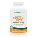 NaturesPlus Orange Juice Chewable vitamīns C - 500 mg, 180 tabletes - High potencial Imūnās atbalsta papildinājums, Antioksidants - Maiga uz kuņģa - Veģetārs, bez lipekļa - 180 Kalpo