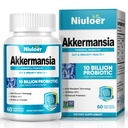 Akkermansia Probiotics, GLP-1 Probiotikas sievietēm un vīriešiem - 10 miljardi ASU + Organic Prebiotics, Gremošanas, Gut, Imūnās un vispārējās veselības, uzlabo Gut Digestive Lining Function (60 kapsulas, 1- Iepakojums)