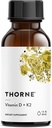 THORNE - D vitamīns + K2 šķidrums ar mērītu dispersi - Vitamīni D3 & K2, lai atbalstītu veselīgus kaulus un muskuļus* - 1 Fl Oz (30 ml) - 600 Kalpo