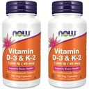 D- 3 vitamīns, K- 2, 120 augu kapsulas (2 iepakojumi)