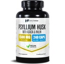 Healthfare Psyllium Husk Fiber 1500mg - 240 Vegan Kapsulas - Extra Strength Fiber papildinājums -- Supports Gremošanas veselība -- Non-GMO, bez lipekļa --Izgatavots ASV