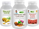 ANDREW LESSMAN 3 Produkti Gremošanas Bundle - 30 Kapsulas Katrs no kurkuma 400 Kurkumīns, Digest Assure & Ultimate Friendly Flora. Atbalstīt un uzlabot veselīgu gremošanas procesus.