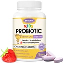 Kids Probiotic Chewables gremošanas veselības ar 5 miljardiem KVV, Prebiotikas un probiotikas bērniem Gut veselības, Imūnsupport, Nutrient Absorb, vitamīns C, cinks, 75 Kalpo