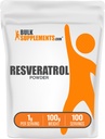 BulkSupplements.com Resveratrol Pulveris - Resveratrol Papildinājums, no Polygonum Cuspidatum - Antioksidants, bez lipekļa, 1g per Serving, 100g (3.5 oz) (iepakojums no 1)