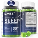 NEVISS Melatonīns Bez miega palīglīdzekļiem Gumijas pieaugušajiem - magnija Glicerīns Gumijas - GABA, L-Tryptophan, Magnijs, Ashwagandha - Ne-Habit Formēšana, Palīdzība dziļai relaksācijai - Vegan, Lemon Flavor, 2Pack