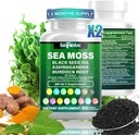Sea Moss 7000mg - Black Seed Oil 2000mg - Ashwagandha 1000mg - Bladderwrack 1000mg - Turmeric 1000mg - Burdock 1000mg - Vitamīns C 90mg - vitamīns D3 1000IU - Multiple Minerals 350mg - 180 Kapsulas