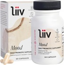 LiiV Mood atbalsta papildinājums – 8 miljardi KVV vīriešiem un sievietēm Probiotikas – Daily Mood & Digestive Support papildinājums – Visa ķermeņa labsajūta, Powered by Saccharomyces boulardii & Cerebiome (60 Caps)