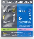 Travel Pack with Energy & Miega bagātinātāji - 30 Count - Pārnēsājams iepakojums ar kofeīna sloksnēm enerģijai un melatonīna lentes miega atbalstam ceļojuma laikā - ražots ASV, bez cukura un glutēna