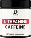 L-teanīns 200mg Kapsulas un tīrs kofeīns Tabletes 200mg - Smart Smooth Energy Production, Alertness, Kognitīvā un Focus Clarity Papildinājums - 120 kapsulas 4 mēnešiem - bez GMO un lipekļa