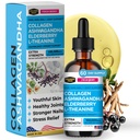 Kolagēns Mojo - šķidrais kolagēns sievietēm un vīriešiem, kolagēns Peptīdi ar Ashwagandha, plūškoka & L-teanīna - mati, āda, naglas, locītavu un stresa atbalsts, augsta absorbcija - 100 000mcg, 2 Oz