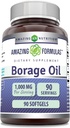Amazing Formulas Borage Oil Papildinājums - 2000 Mg Per Servē - Softgels - Non-GMO --Luten-Free -Ražots ASV (1 Pack, 90 Count)
