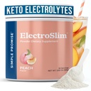 Vienkāršs solījums ElectroSlim - bez cukura Keto Elektrolītu Pulveris - Nav cukura Formula ikdienas enerģijas atbalstam un hidratācijai, zems nātrija organisko elektrolītu pulveris, 30 Servējumi, persiku uzliesmotājs