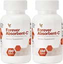 Forever living - Absorbent-C - Orange, medus uzliesmojums ar auzu Bran - vitamīns C imūno atbalstu un ādas veselību - 100 košļājamās tabletes (iepakojums no 2)