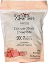 Bariatriskā Advantage Kalcija citrāts Chewy Bites, bez cukura zemeņu (90 skaits) 500mg