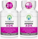 ADK vitamīnu papildinājums - Uzlabota kaulu veselība ar augstas aktivitātes vitamīniem A, D3, K2, bez lipekļa, 60 kapsulas (iepakojums no 2)