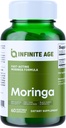 INFINIT AGE 1000mg Organic Moringa Leaf pulvera kapsulas, 60 Skaits - Ražots ASV, Vegan, bez lipekļa, visu dabas - antioksidanti, aknu un nieru atbalsta papildinājums