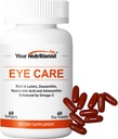 Eye Care Softgels, luteīns, Zeaksantīns, astaksantīns, hialuronskābe, Omega 3 (EPA, DHA), cinks, varš, C & E vitamīns, 60 grādos - 60 dienu piegādes
