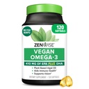 Zenwise Veselība Vegan Omega 3 Papildinājums - Bez Burpless Omega 3 Papildinājums ar DHA, EPA un DPA Taukskābēm imūnai veselībai - Zivju eļļa Alternatīva no ilgtspējīgi iegūtas jūras aļģu eļļas - 120 Softgels
