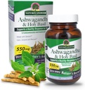 Dabas atbilde Ashwagandha Saknes ar Svēto Baziliks 60 kapsulas            ; atbalsta veselīgu reakciju uz stresu * ; mierīgs un bezvējš *.