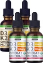 NUSAVA Strawberry Aromatizēti D3 K2 Šķidrie pilieni un Vanilla aromatizēti D3 K2 Šķidrie pilieni Bundle - Spēcīgi šķidrie vitamīni sirdij, locītavām, kauliem, muskuļiem, un imūnās sistēmas atbalsts - ne-GMO, bez lipekļa, 2pk Katrs