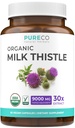 USDA Organic Milk Thistle Kapsulas - 80% Silymarin Papildinājums aknu Support- Super Koncentrēts 300mg no 30:1 Piena Thistle ekstrakts Ekvivalents 9000mg - Piena Thistle Aknas Detox 60 Day Supply