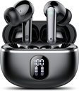 Bezvadu earbuds, Bluetooth 5.3 Austiņas Big Bass Stereo, Ausu Buds ar troksni Atcelt Mic LED displejs, Ausu austiņas IP7 Ūdensizturīgs, 50H Playtime for Sports, Black