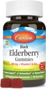 Carlson - Black Elderberry Gummies, ar vitamīnu C & Cinka, Imūnsupport, 60 Gummies