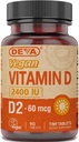 Deva Vegan D2 vitamīns 60 μg 2400 SV, Ergokalciferola Papildinājums bez dzīvnieku izcelsmes sastāvdaļām, 90 tabletes, 1- iepakojums