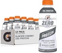 Gatorade Nulle ar proteīnu, 10g sūkalu proteīna izolāts, Nulles cukurs, šķidri elektrolīti, ledāja ķiršu, 16,9 Fl Oz pudele, 12 iepakojums